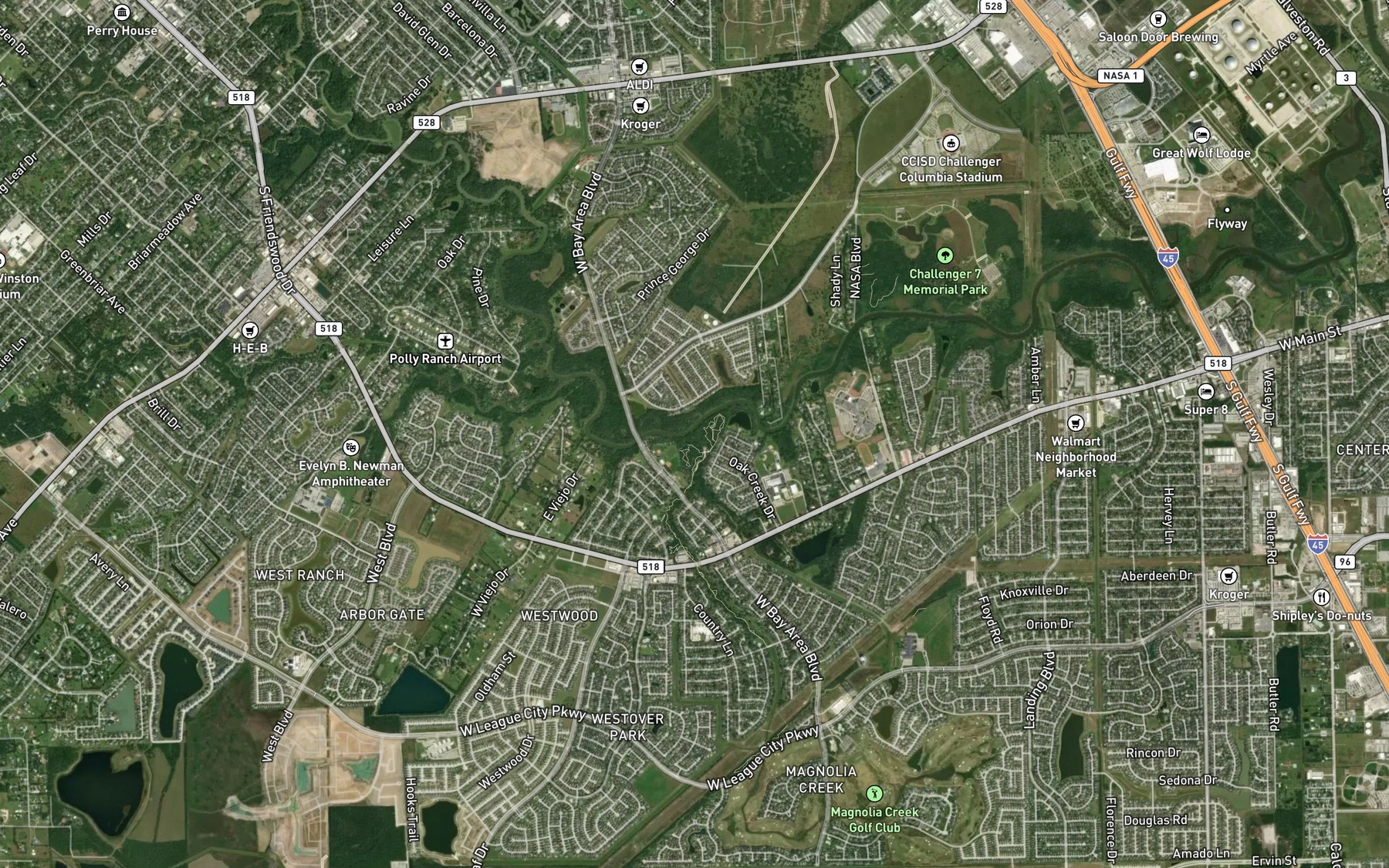 Satellite map of the Magnolia Creek