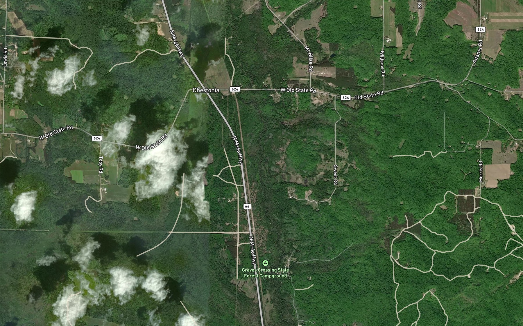 Satellite map of the Tutstone Creek