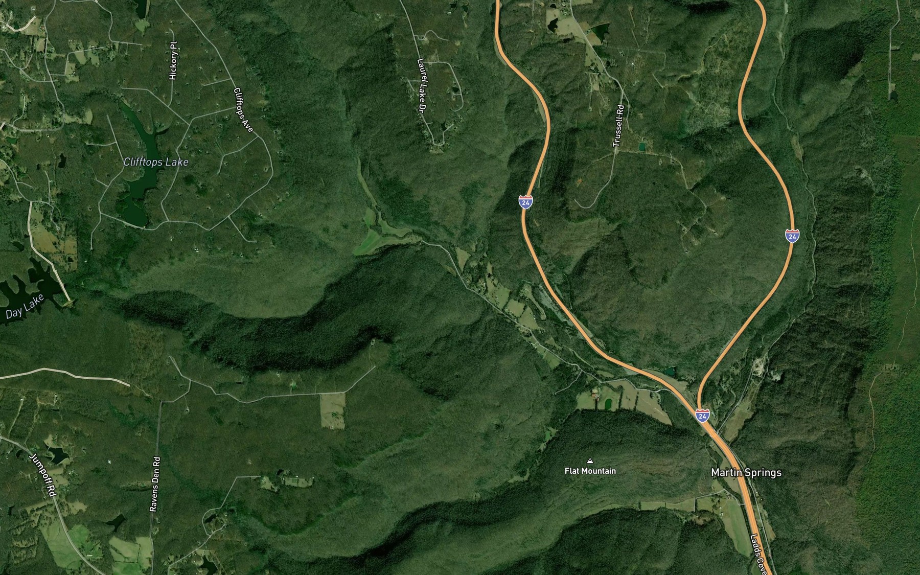 Satellite map of the Bethel Creek