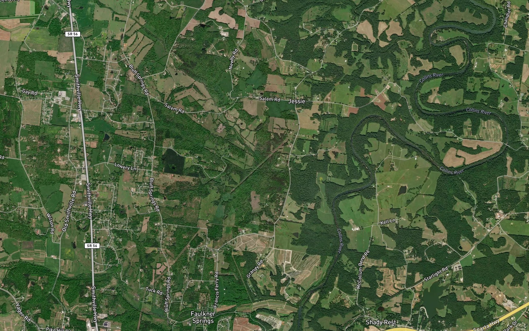 Satellite map of the Right Fork Dry Branch