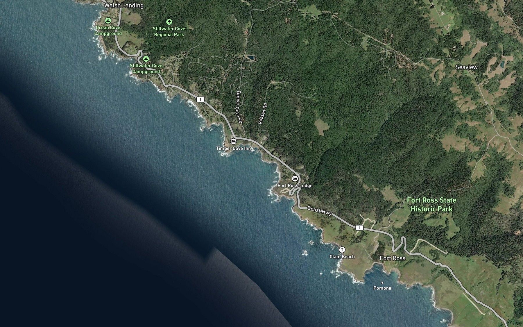 Satellite map of the Timber Cove