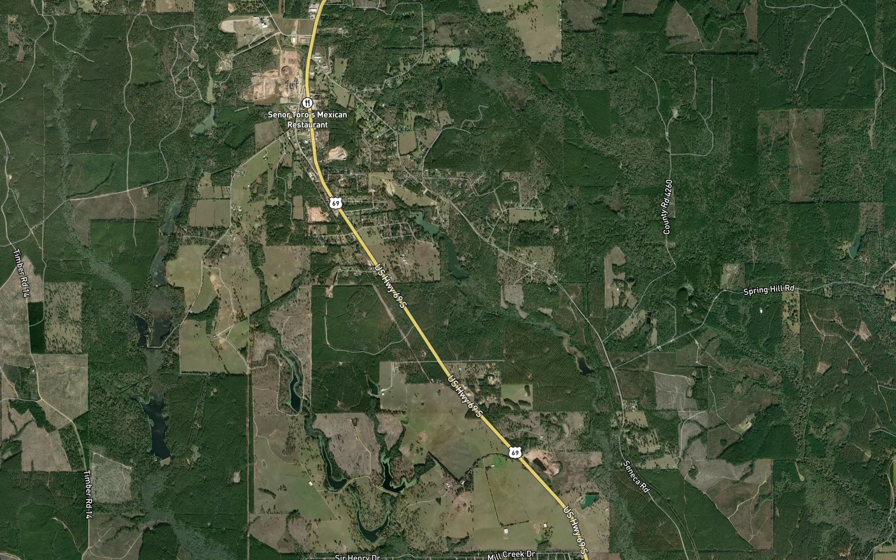 Satellite map of the Spurlock Branch Reservoir