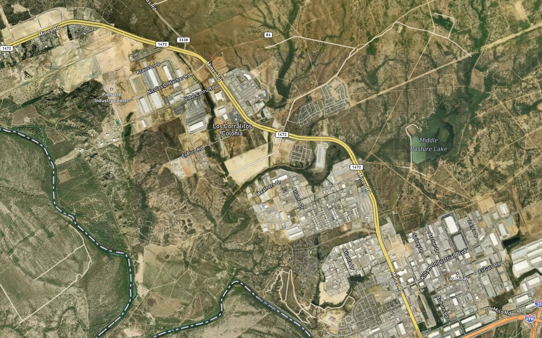 Satellite map of the Cuervo Creek