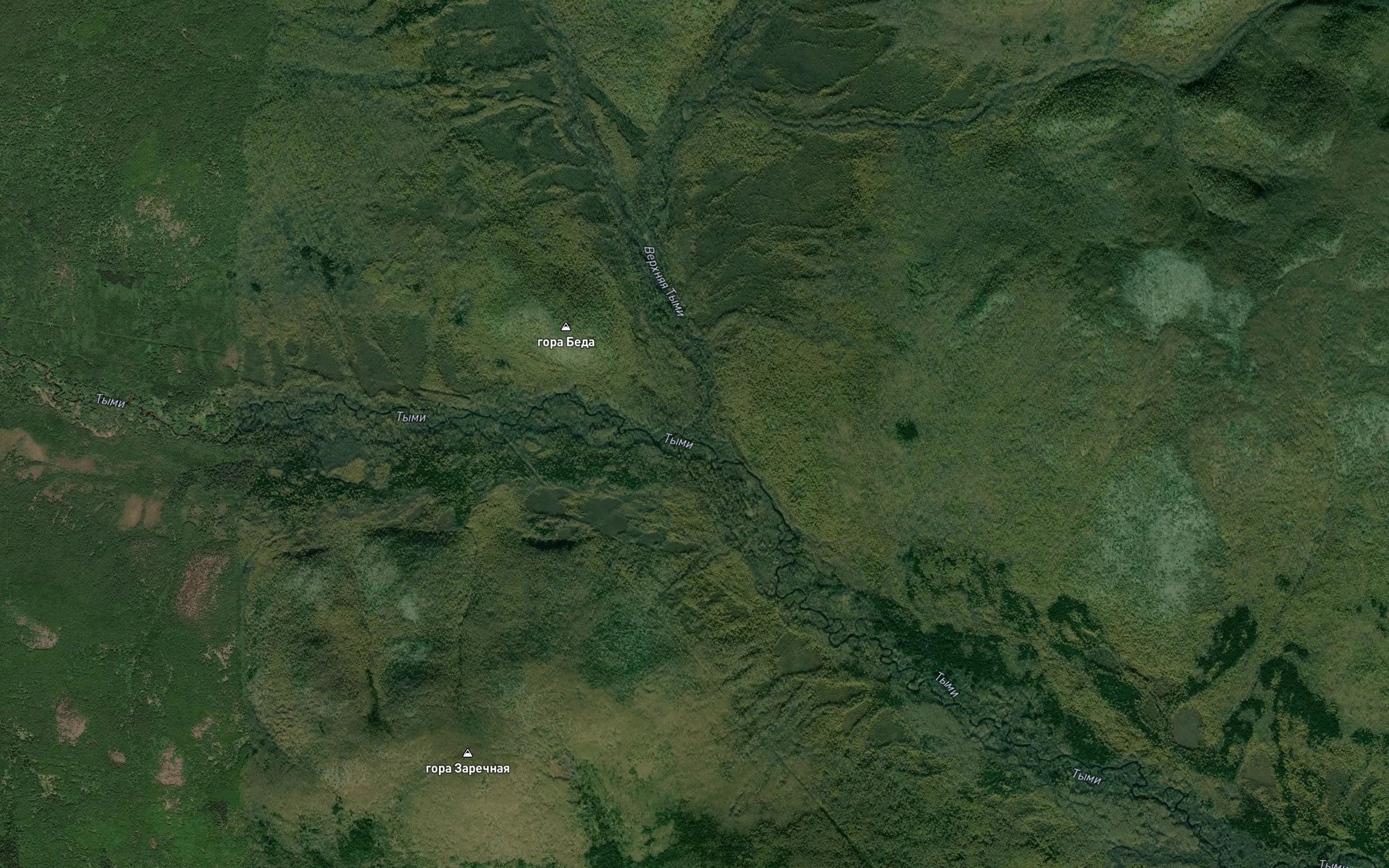 Satellite map of the Verkhnyaya Tymi