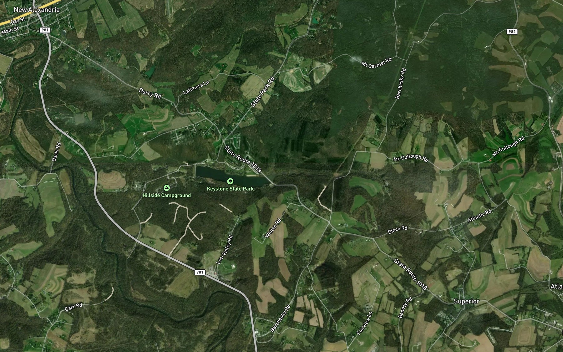 Satellite map of the McCune Run