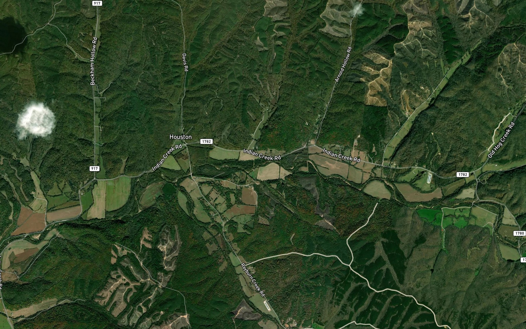 Satellite map of the Petit Hollow Branch