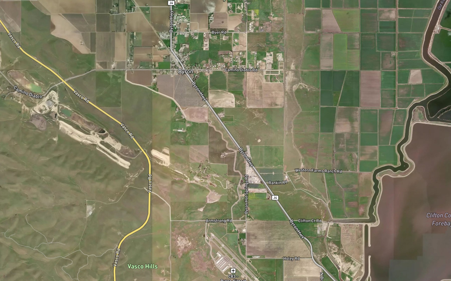 Satellite map of the Forty-Five Canal