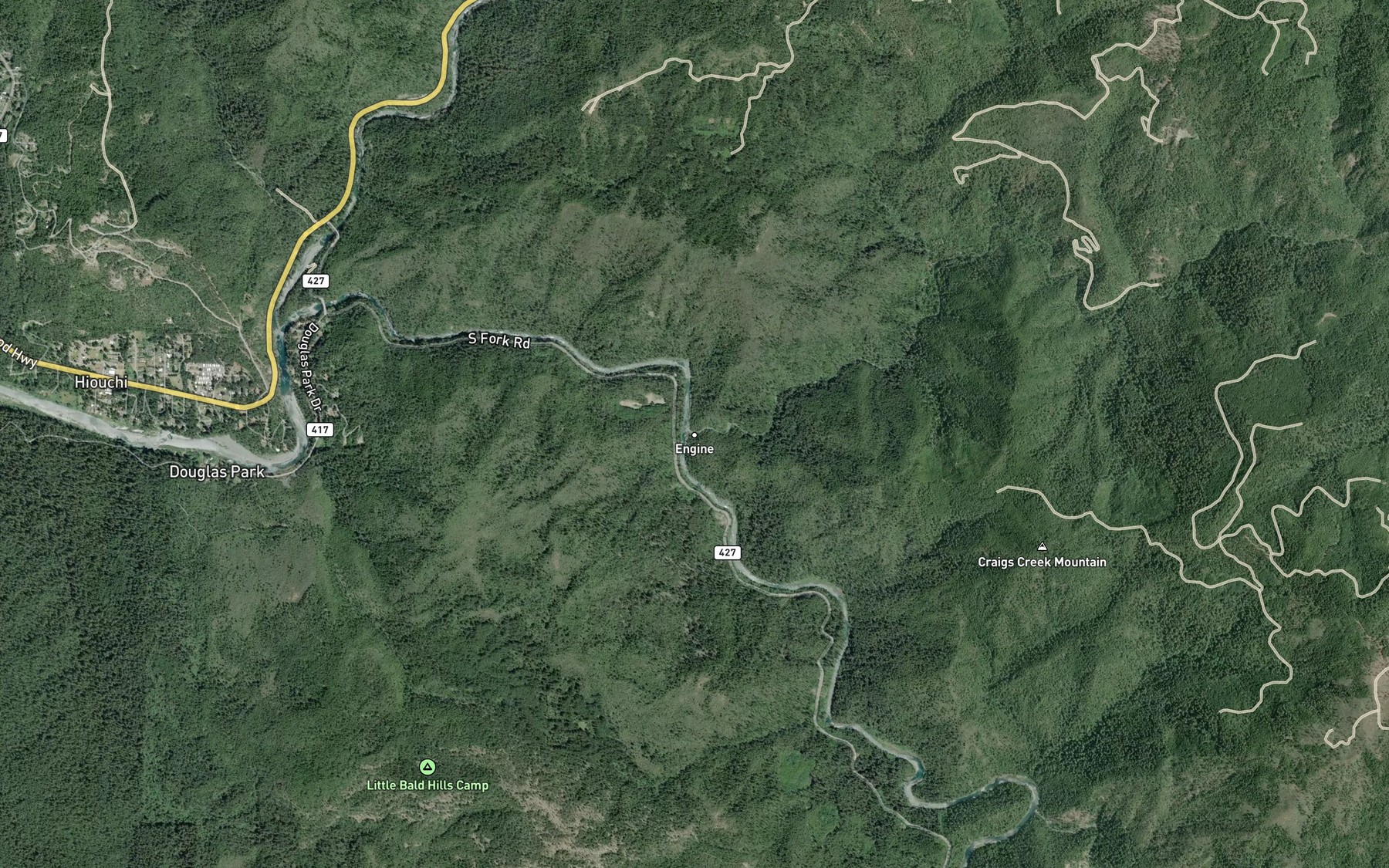 Satellite map of the Craigs Creek
