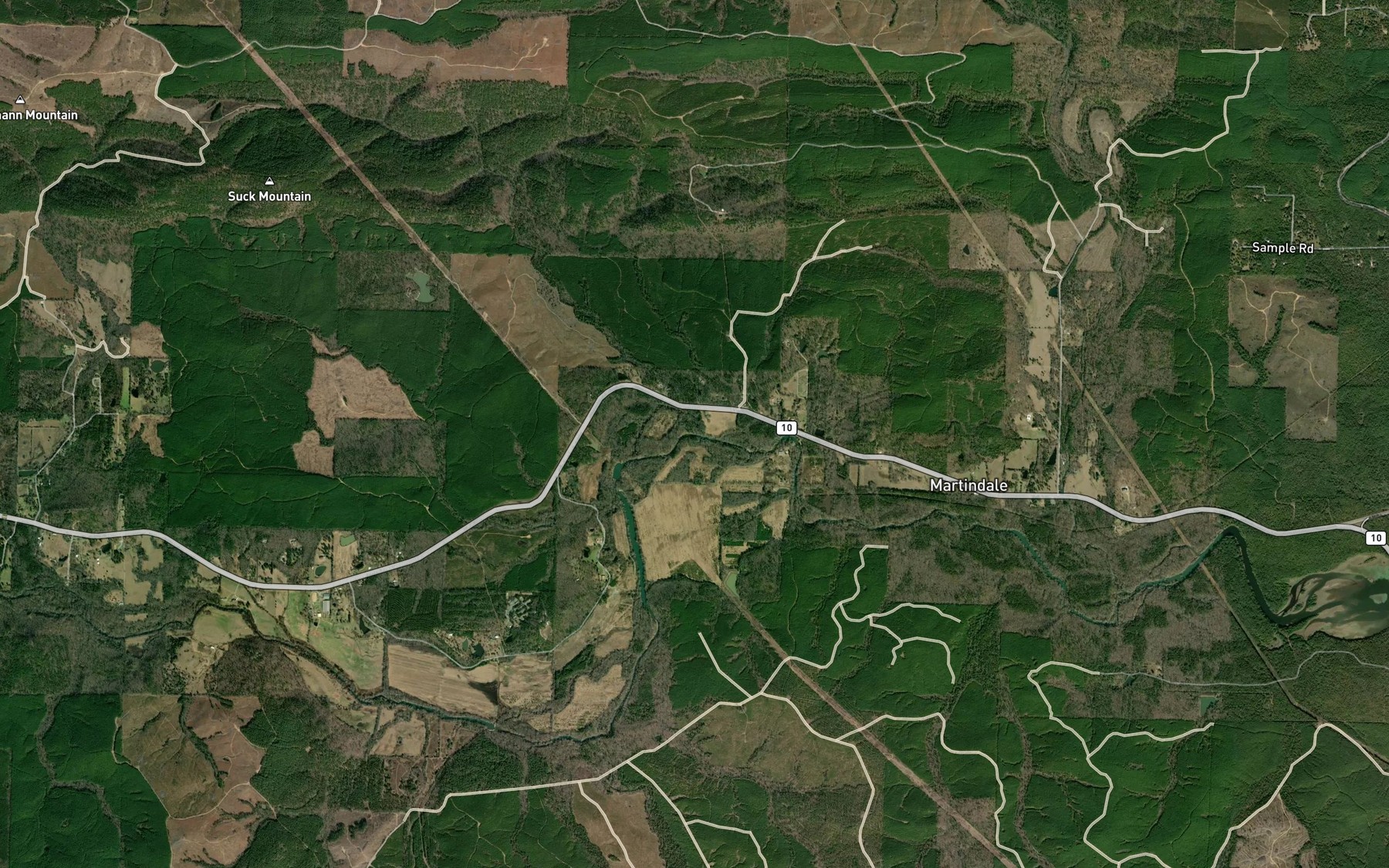 Satellite map of the Holliday Creek