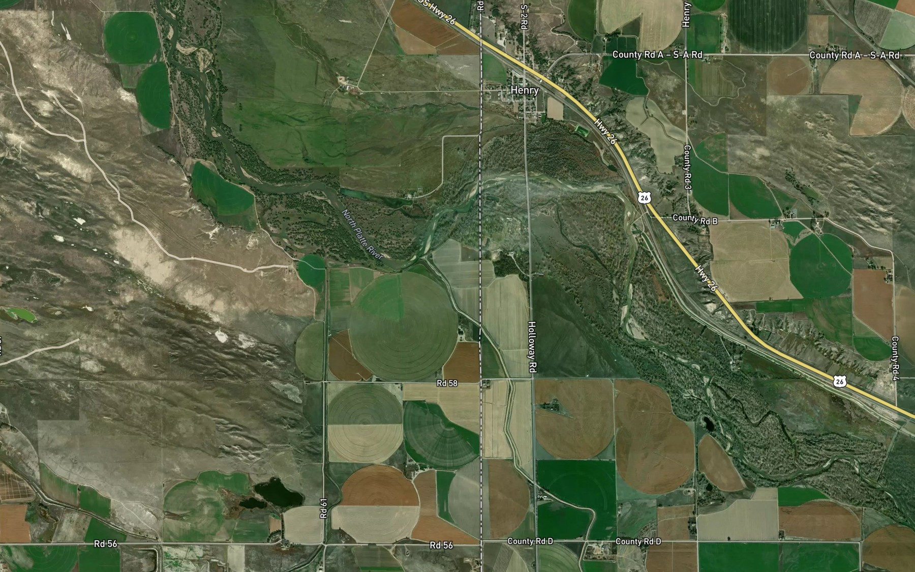 Satellite map of the Gering-Mitchell Canal