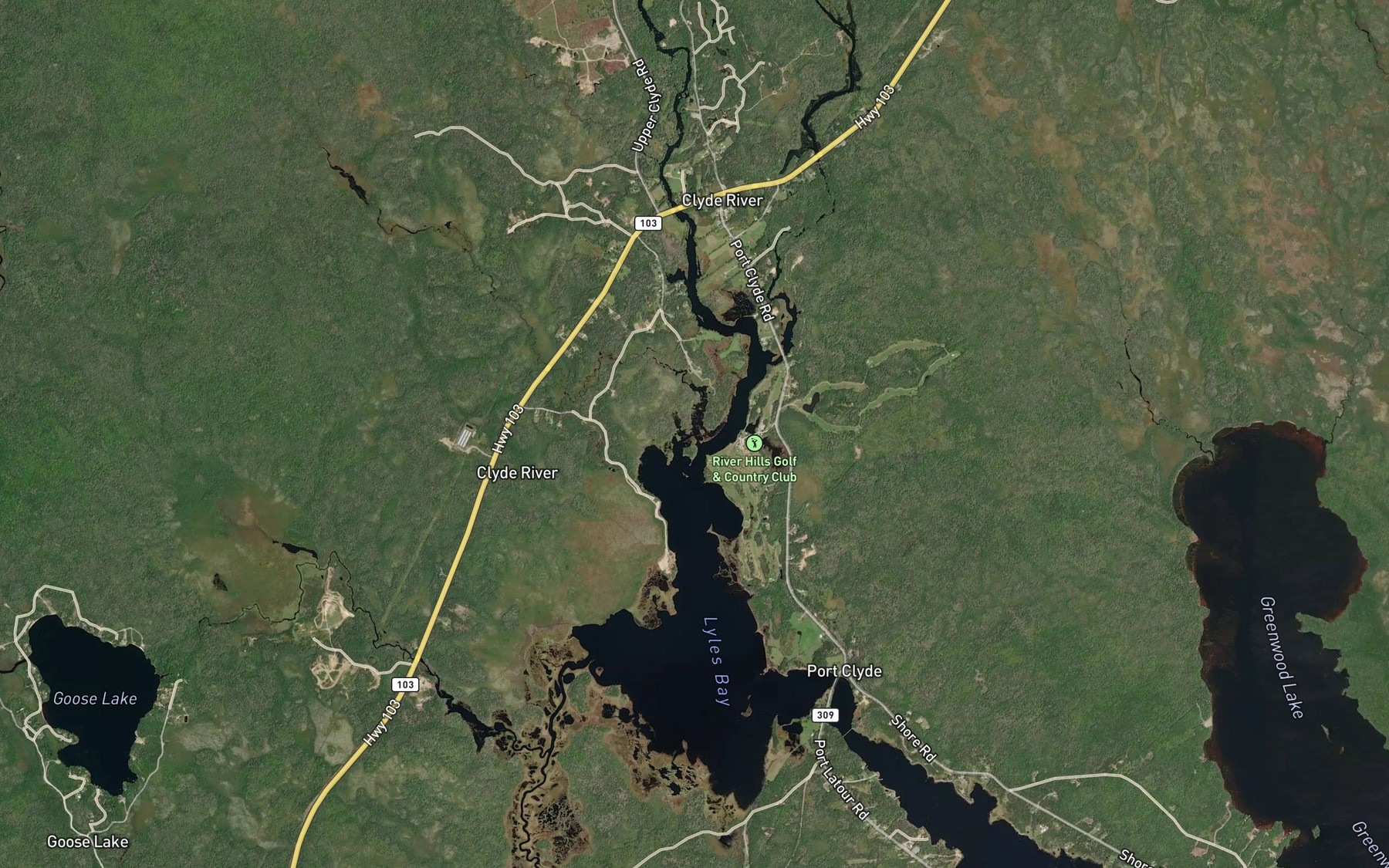 Satellite map of the Little Goose Creek