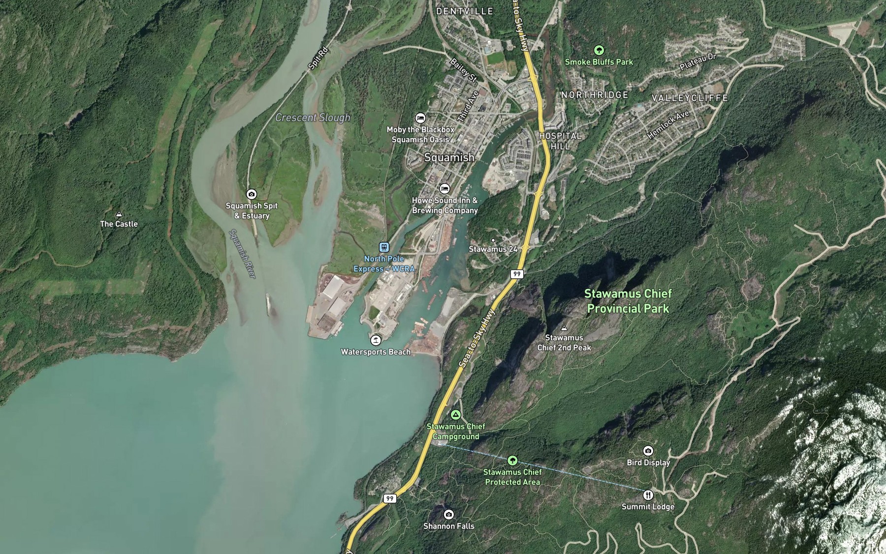 Satellite map of the Mamquam Blind Channel