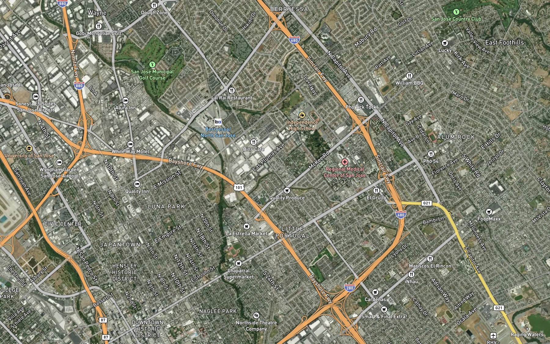 Satellite map of the Silver Creek