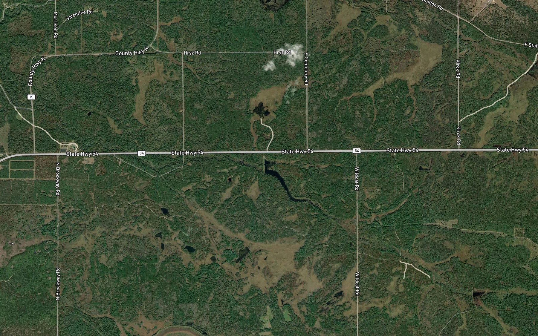 Satellite map of the Teal Flowage