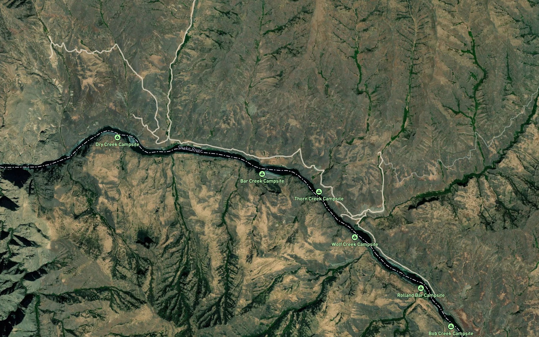 Satellite map of the Five Pine Rapids