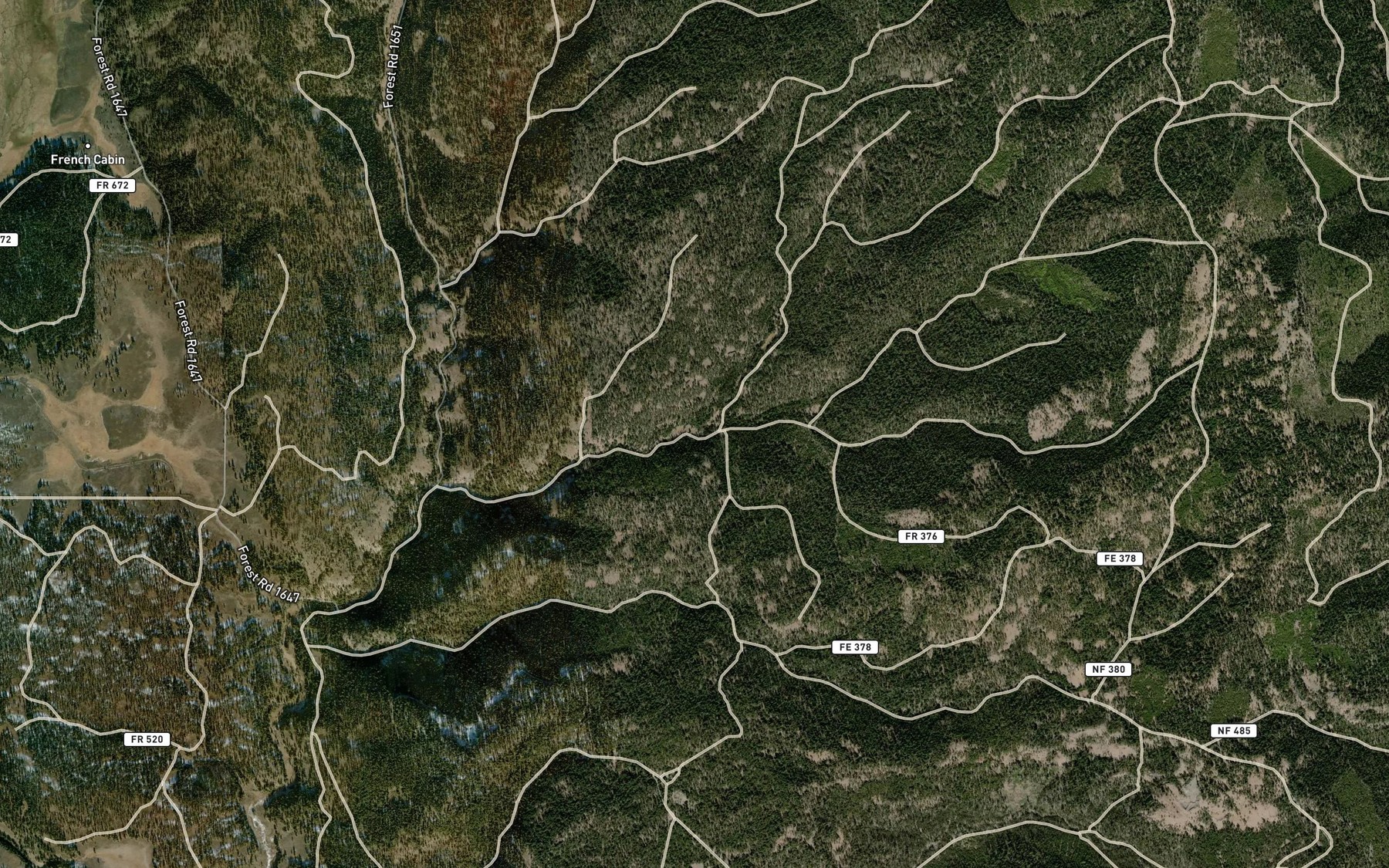 Satellite map of the Tamarack Creek