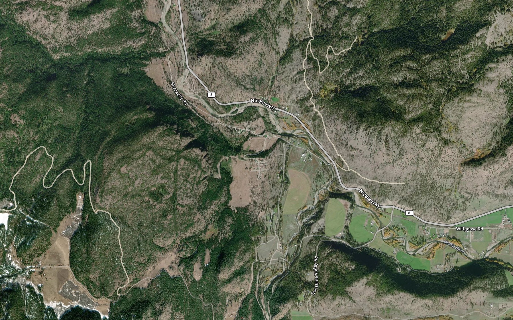 Satellite map of the Petit Creek