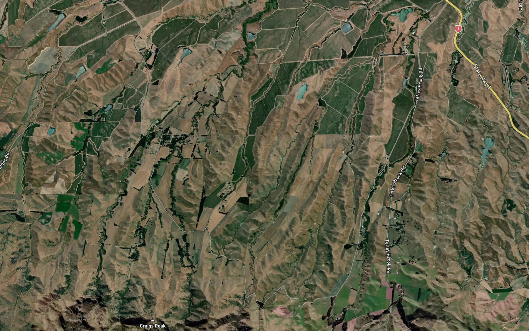 Satellite map of the Francis Creek