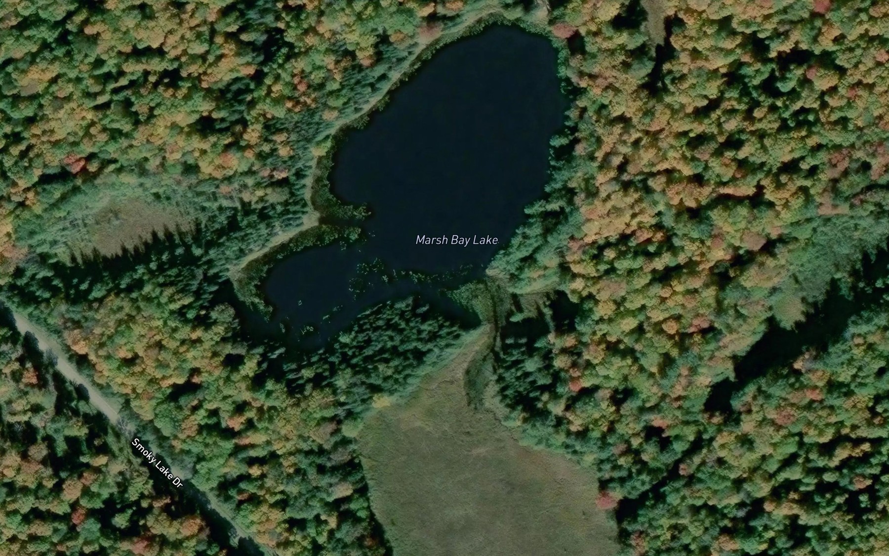 Satellite map of the Squaw Lake