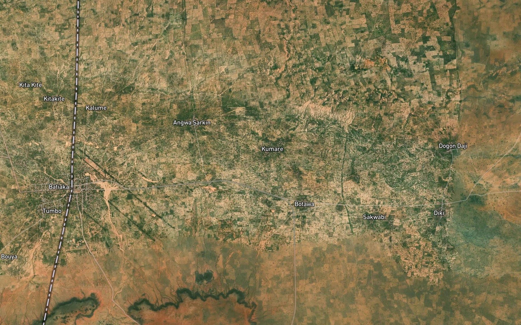 Satellite map of the River Angwa Sarkin