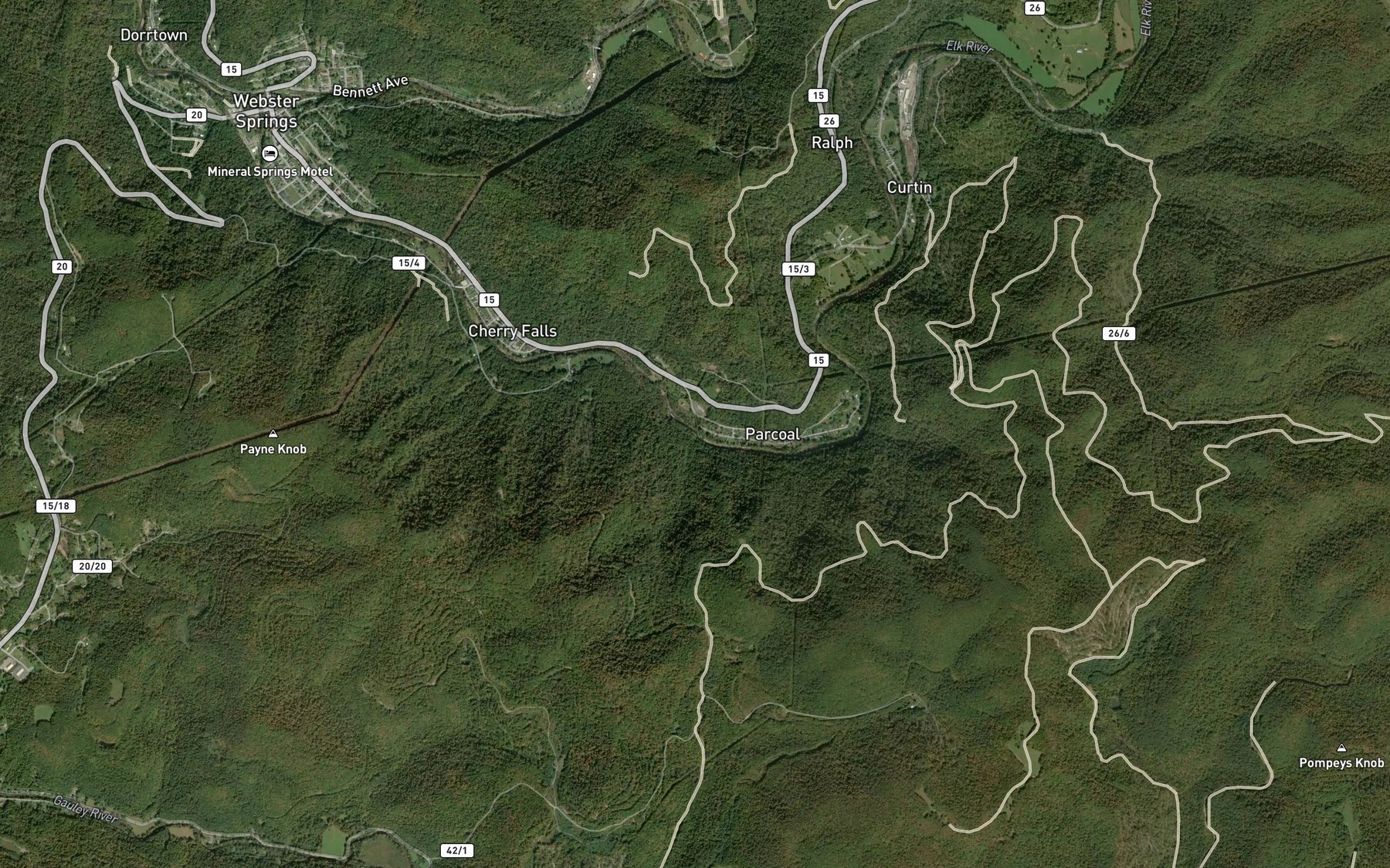 Satellite map of the Dyers Run