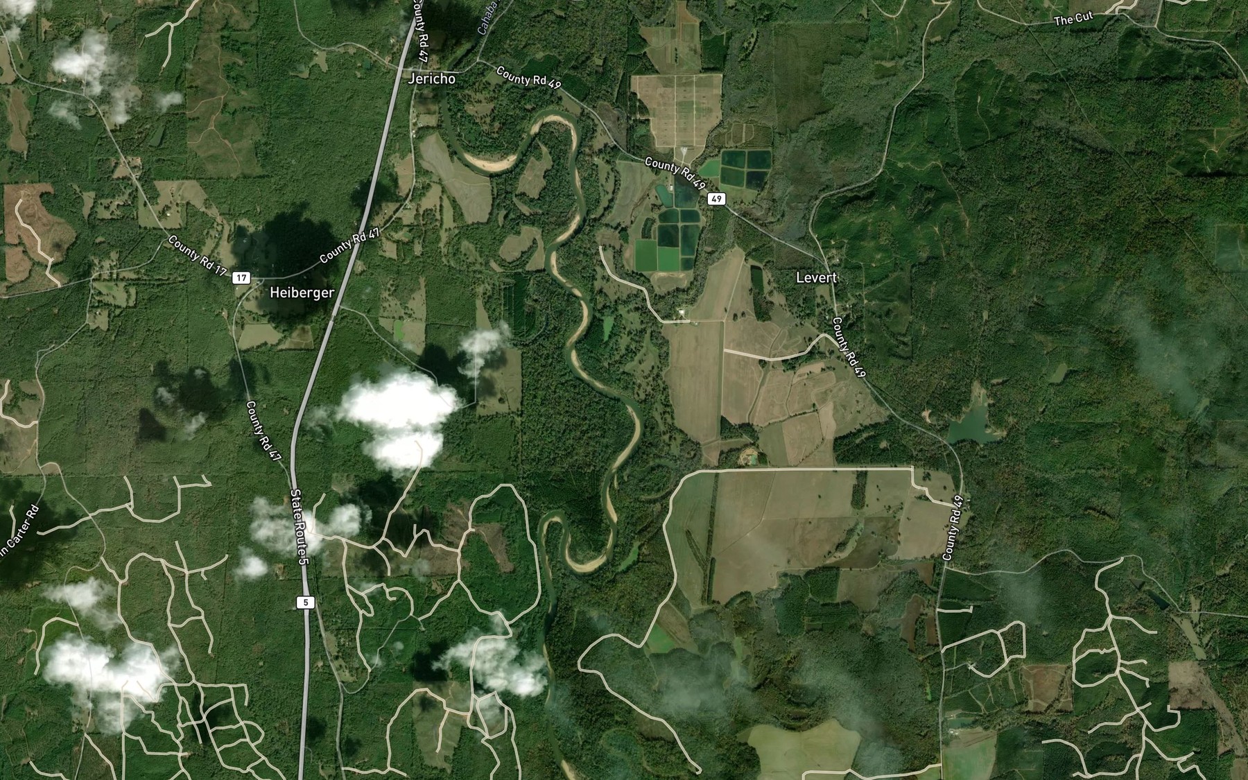 Satellite map of the Potato Patch Creek