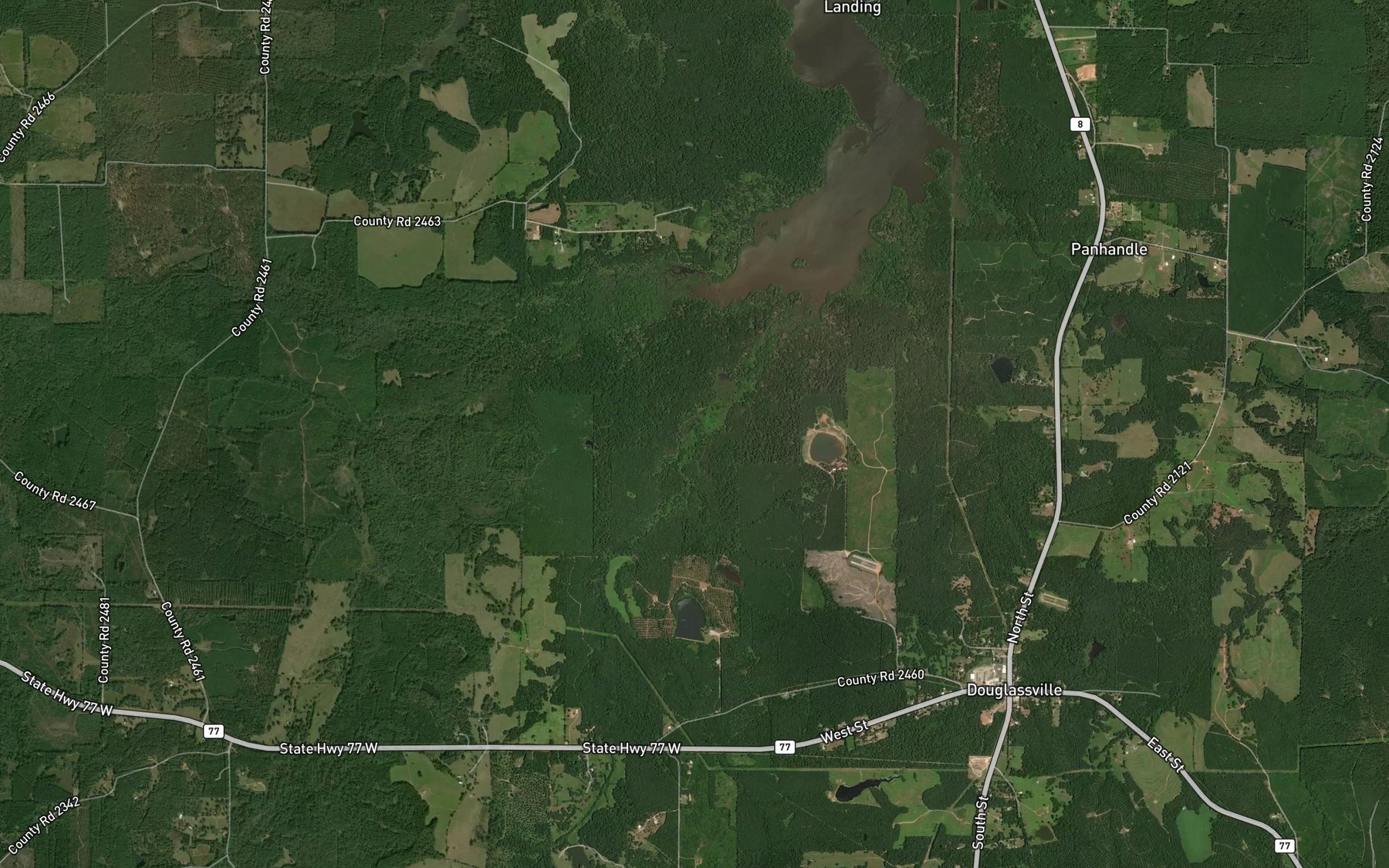 Satellite map of the Carlow Creek