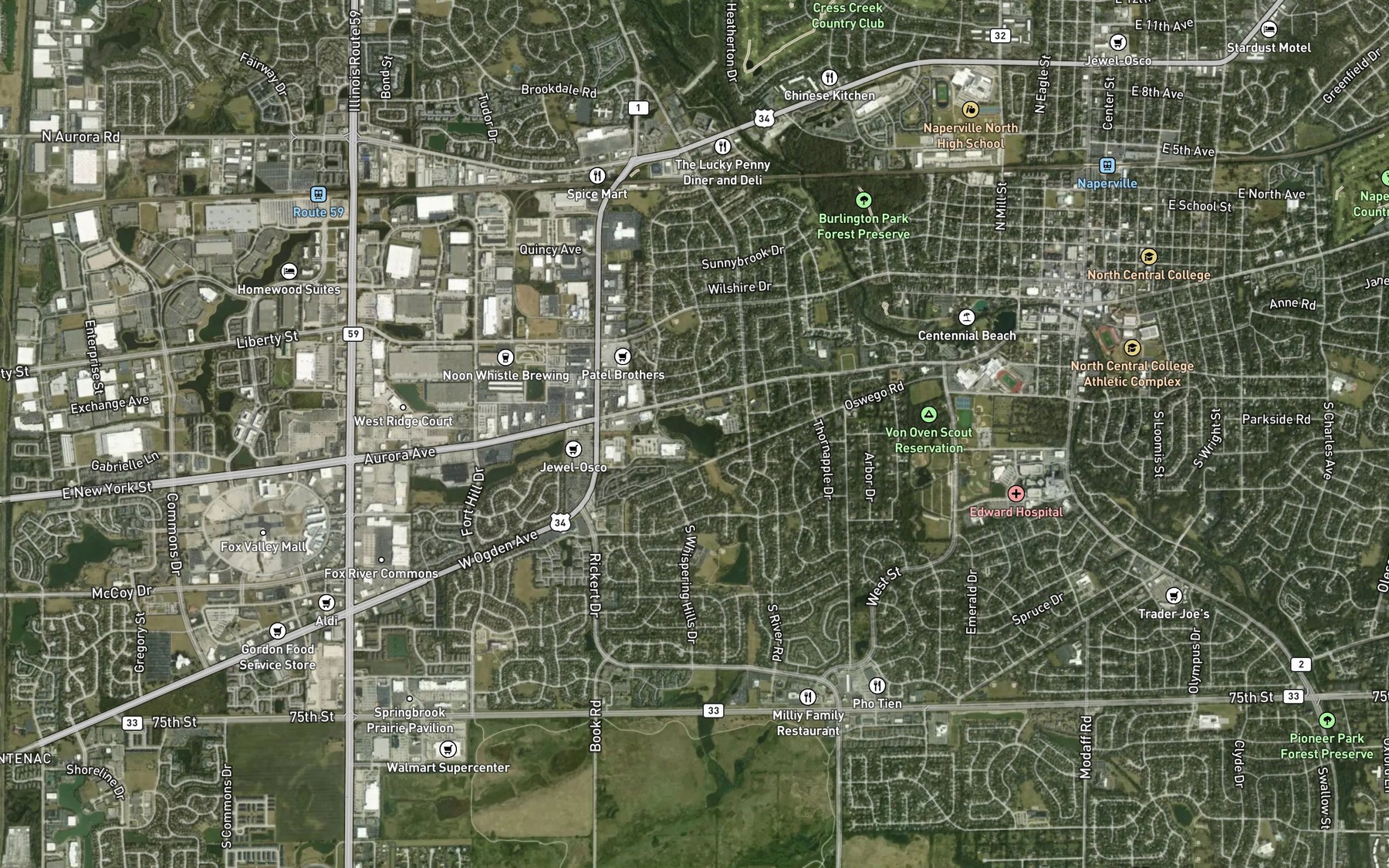 Satellite map of the Lake Osborne