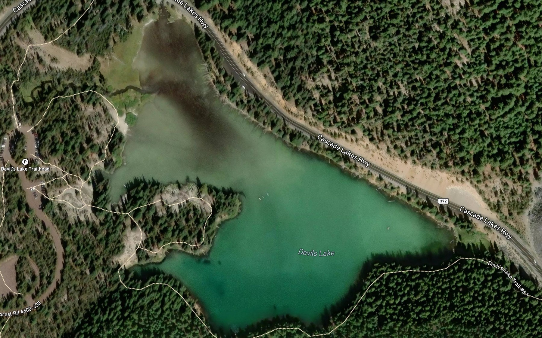 Satellite map of the Devils Lake
