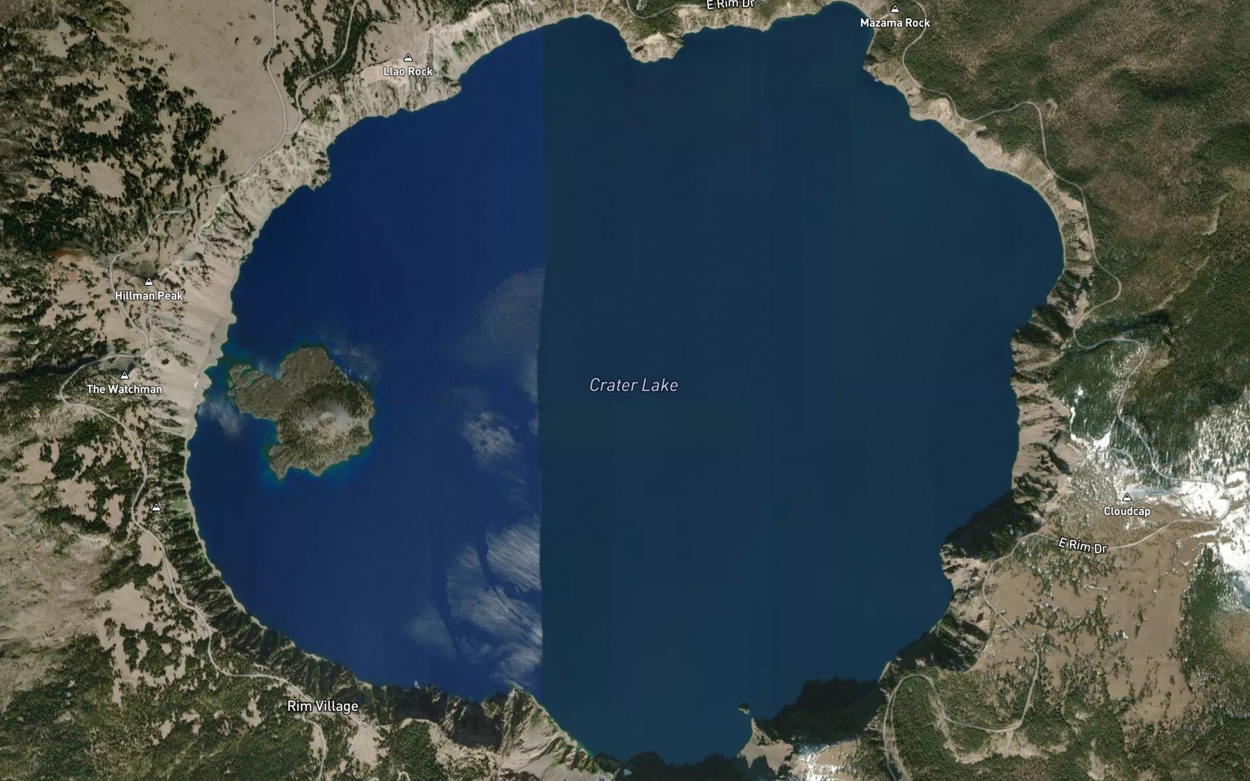 Satellite map of the Crater Lake