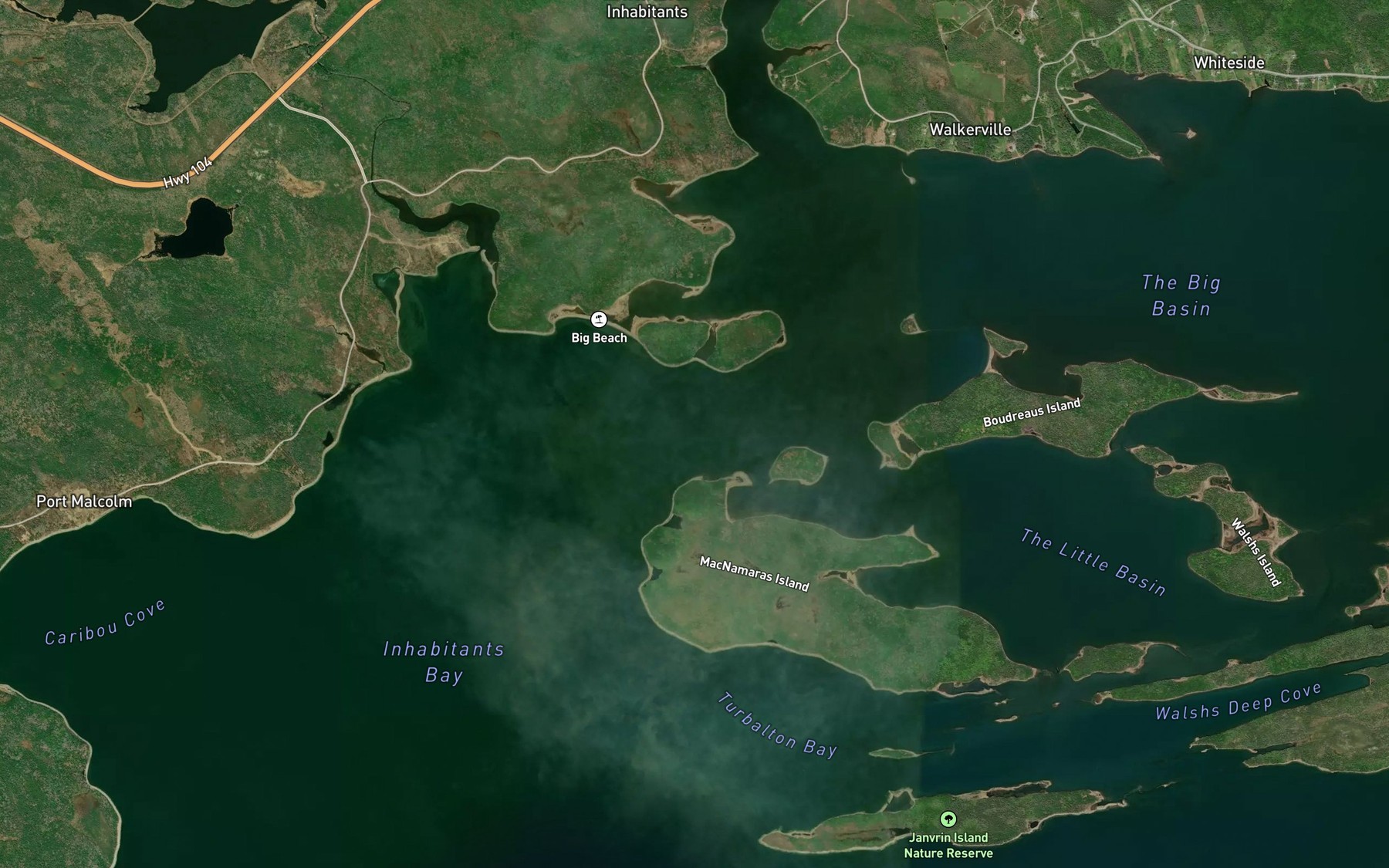 Satellite map of the Crokes Cove