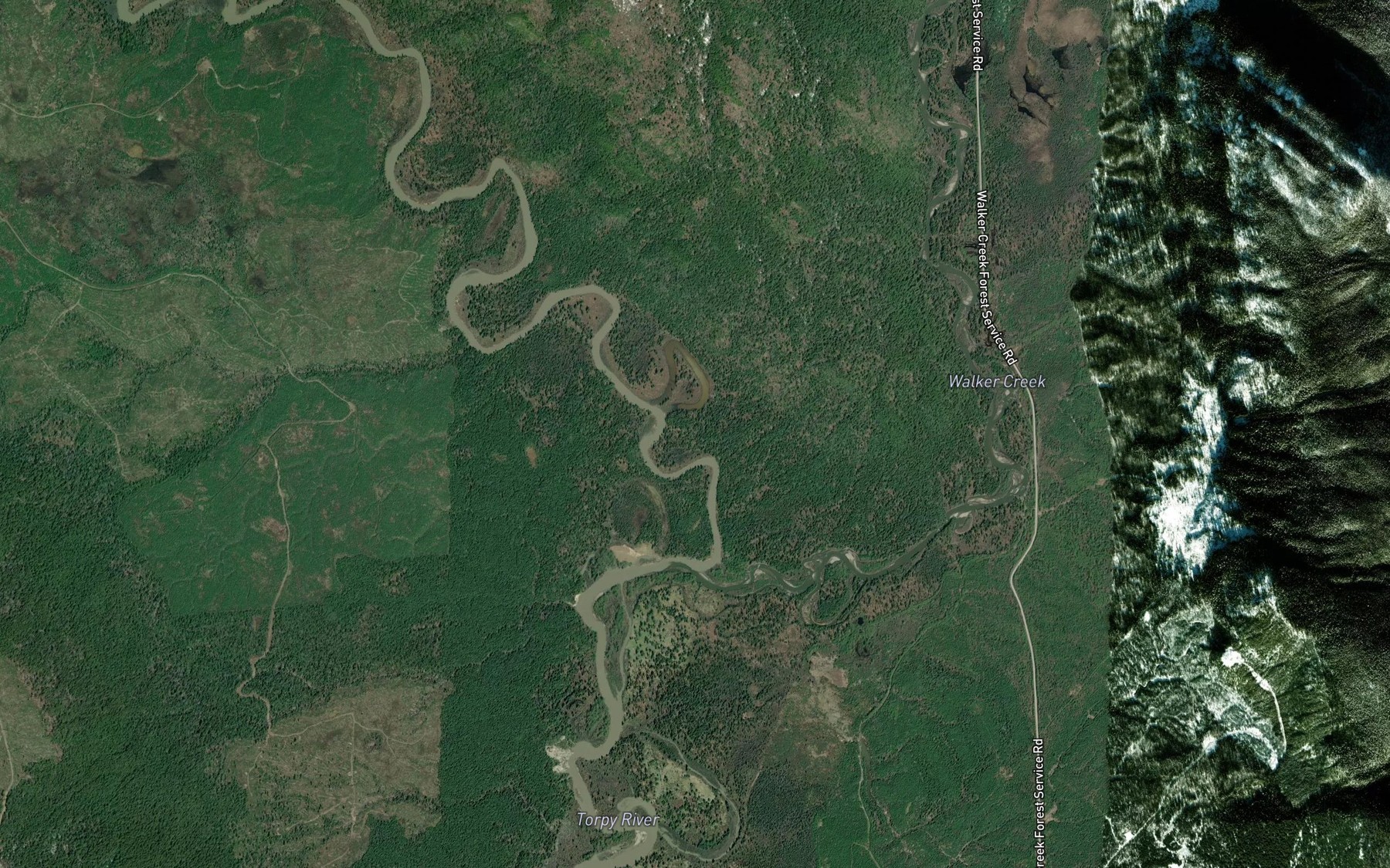 Satellite map of the Walker Creek