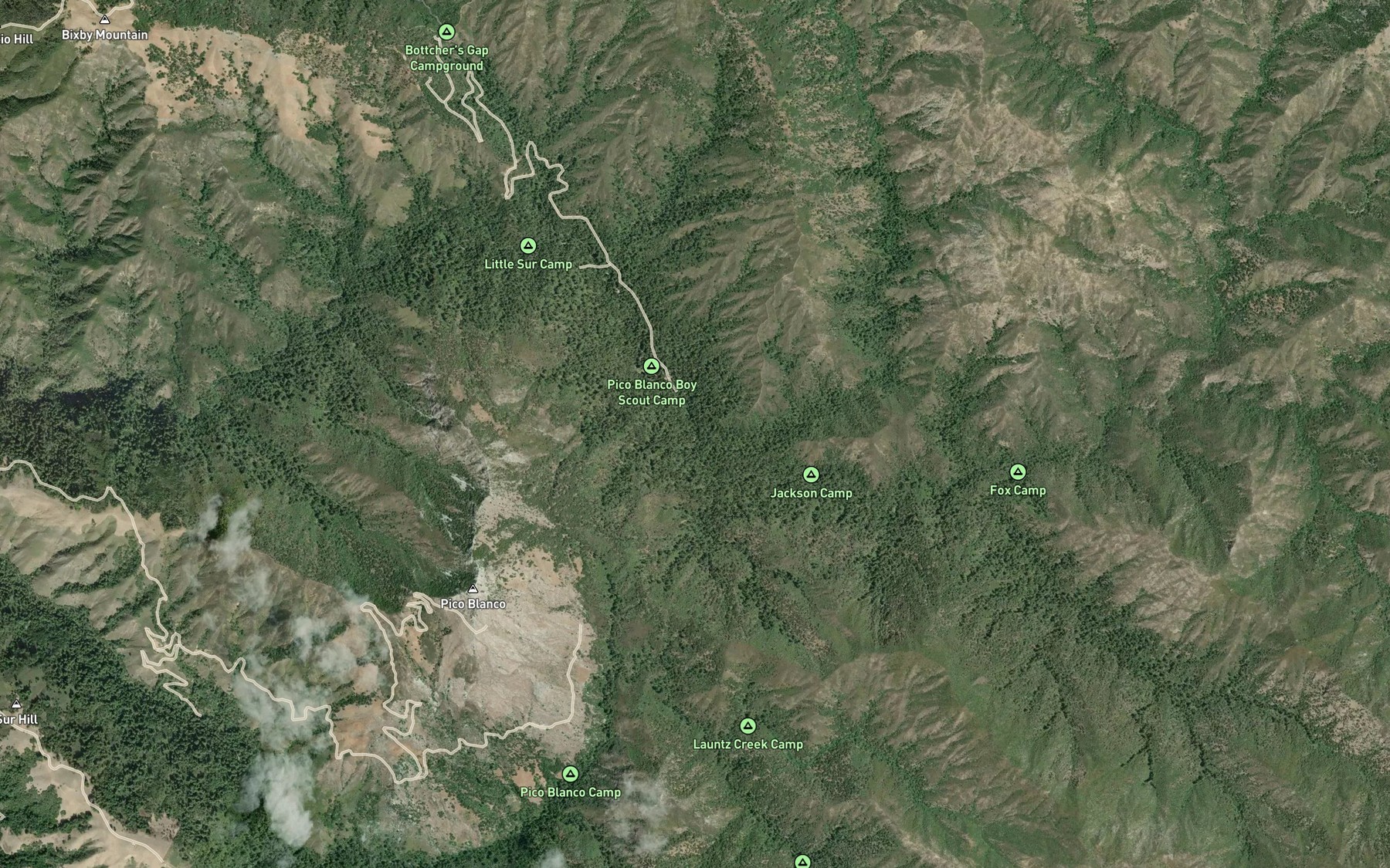 Satellite map of the Skinner Creek