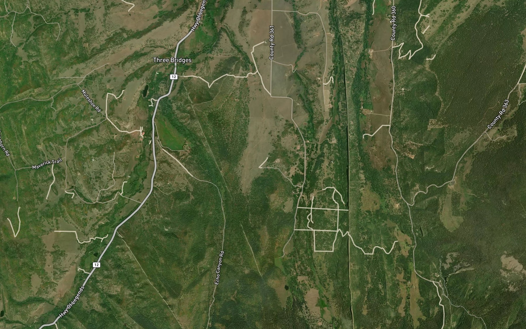 Satellite map of the Echo Ditch