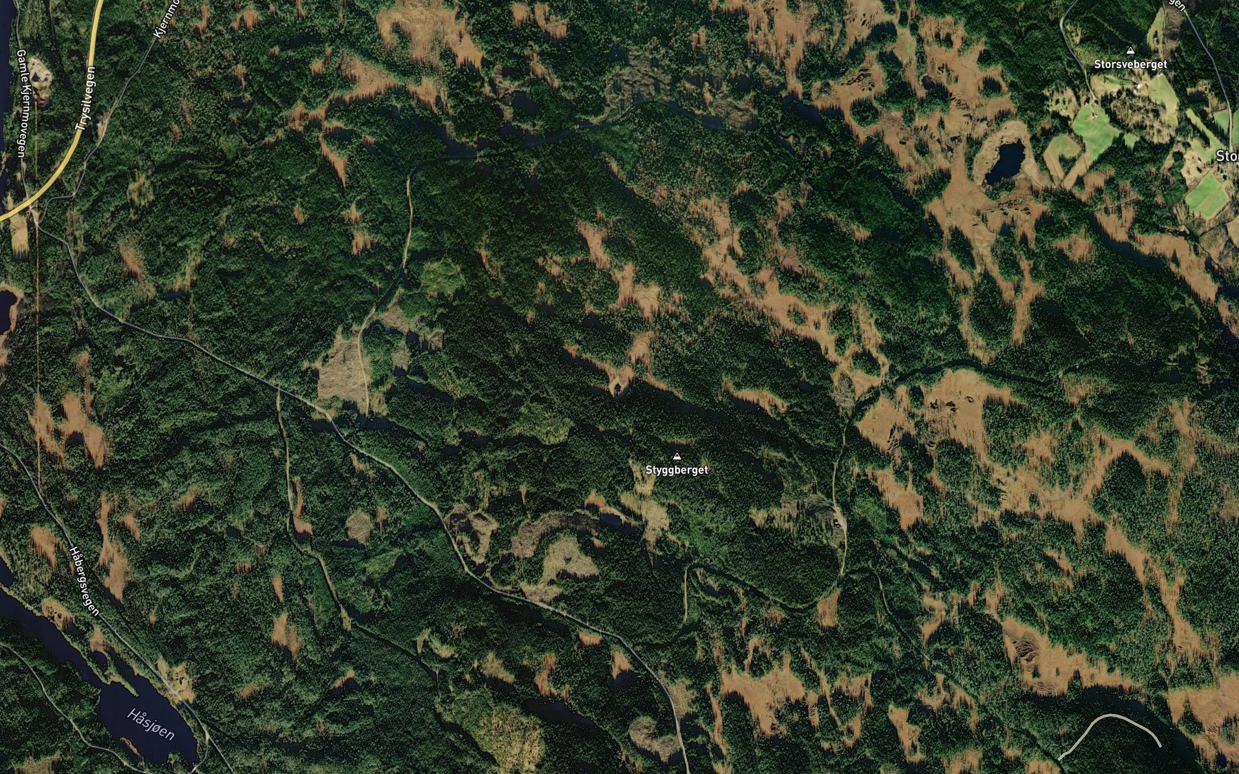 Satellite map of the Ostre Styggbergstjonna