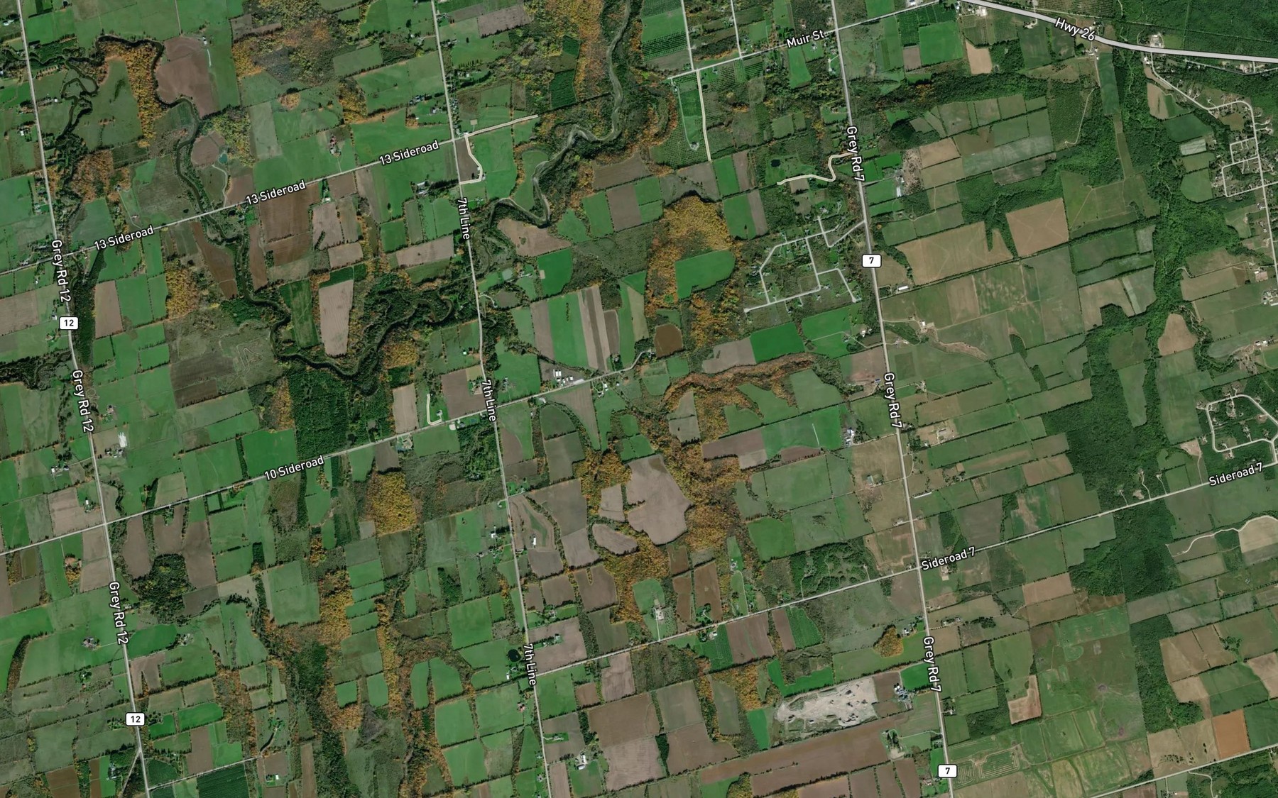Satellite map of the East Minniehill Creek