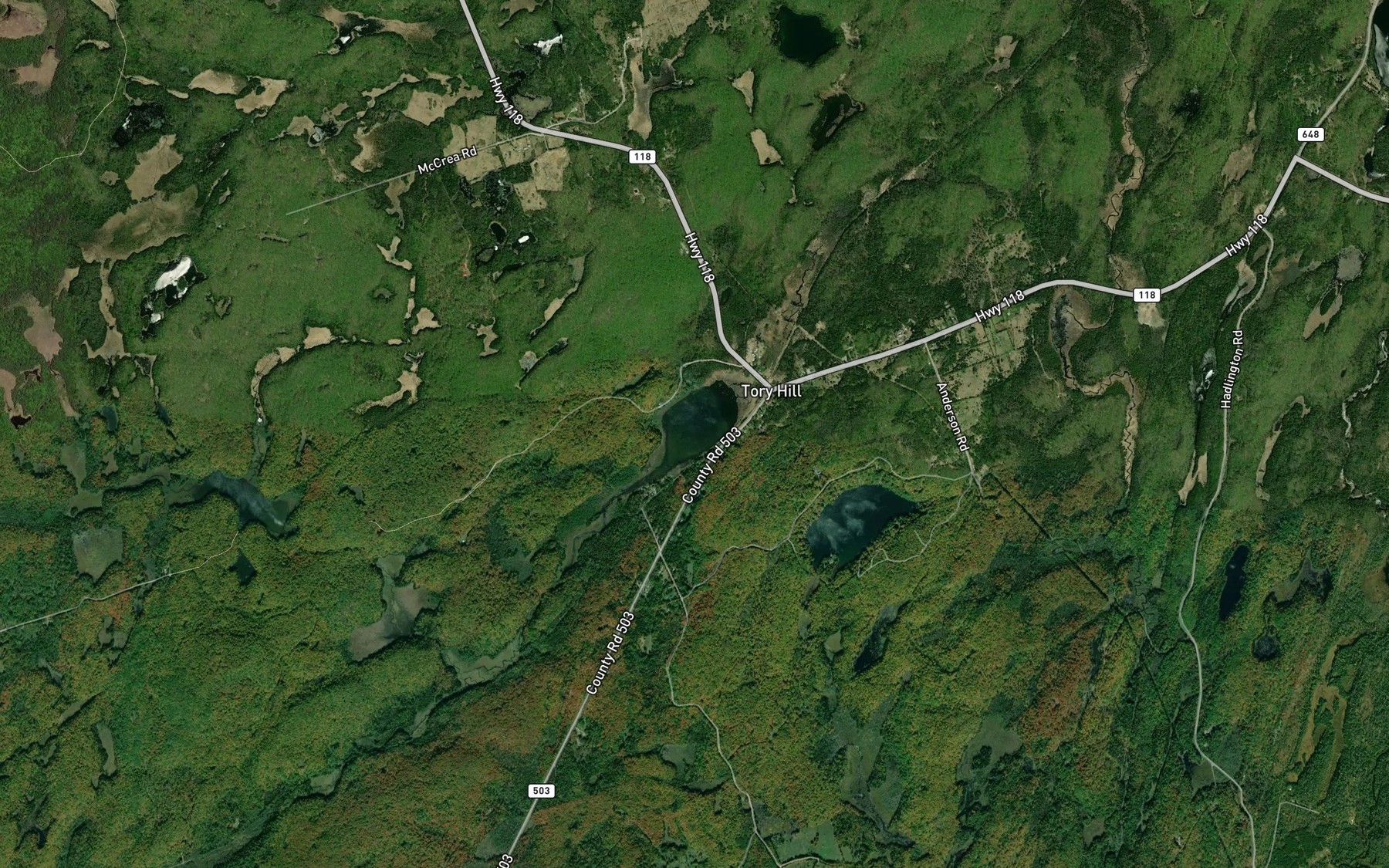 Satellite map of the McCue Lake