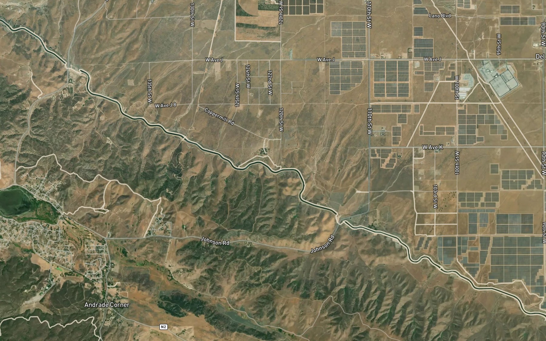 Satellite map of the Governor Edmund G Brown East Branch California Aqueduct
