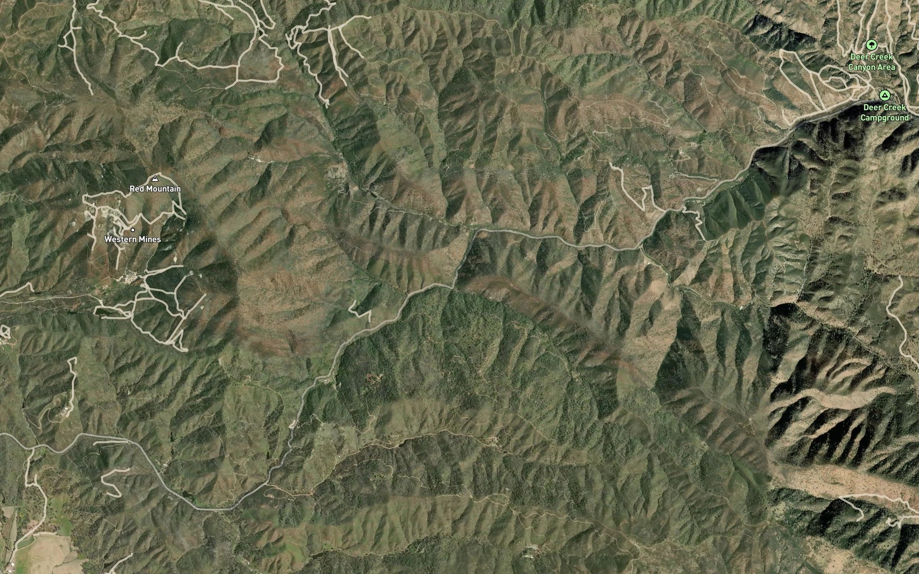Satellite map of the Peach Tree Creek