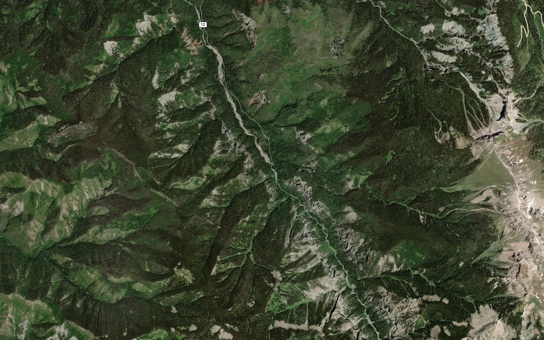 Satellite map of the Oben Creek