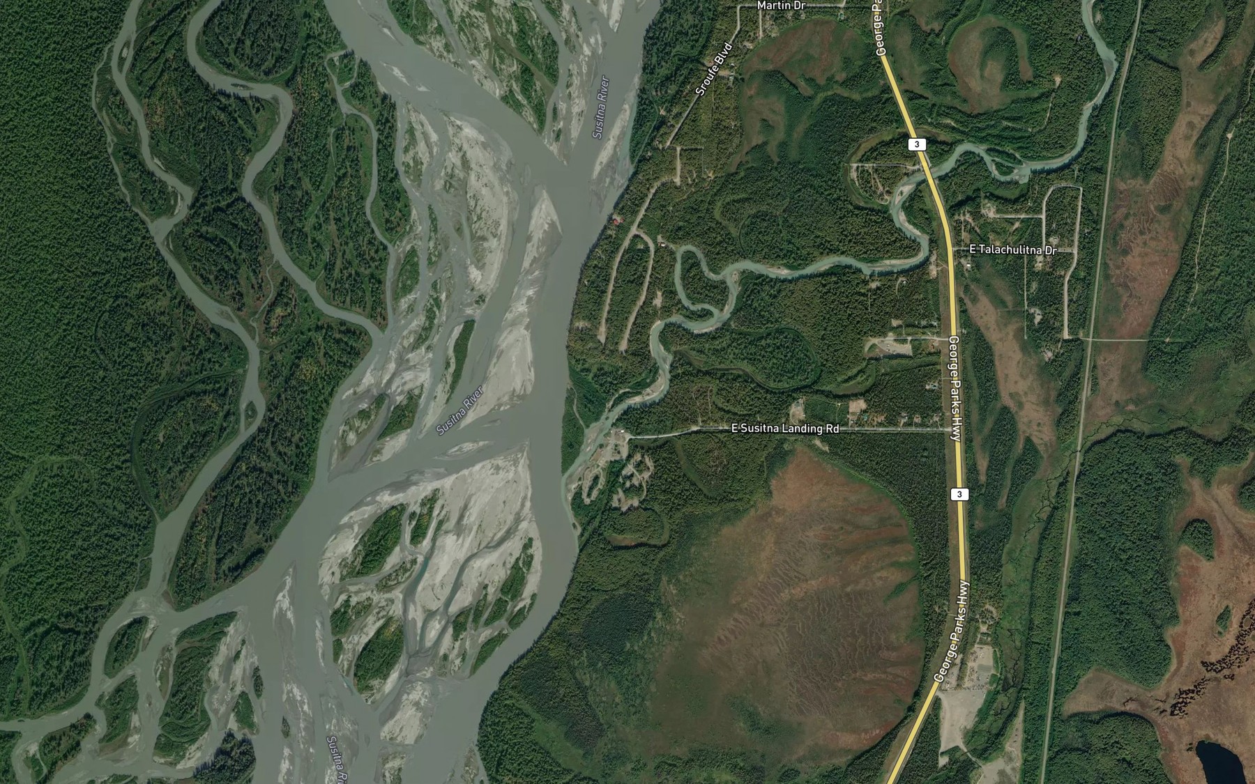 Satellite map of the Kashwitna River