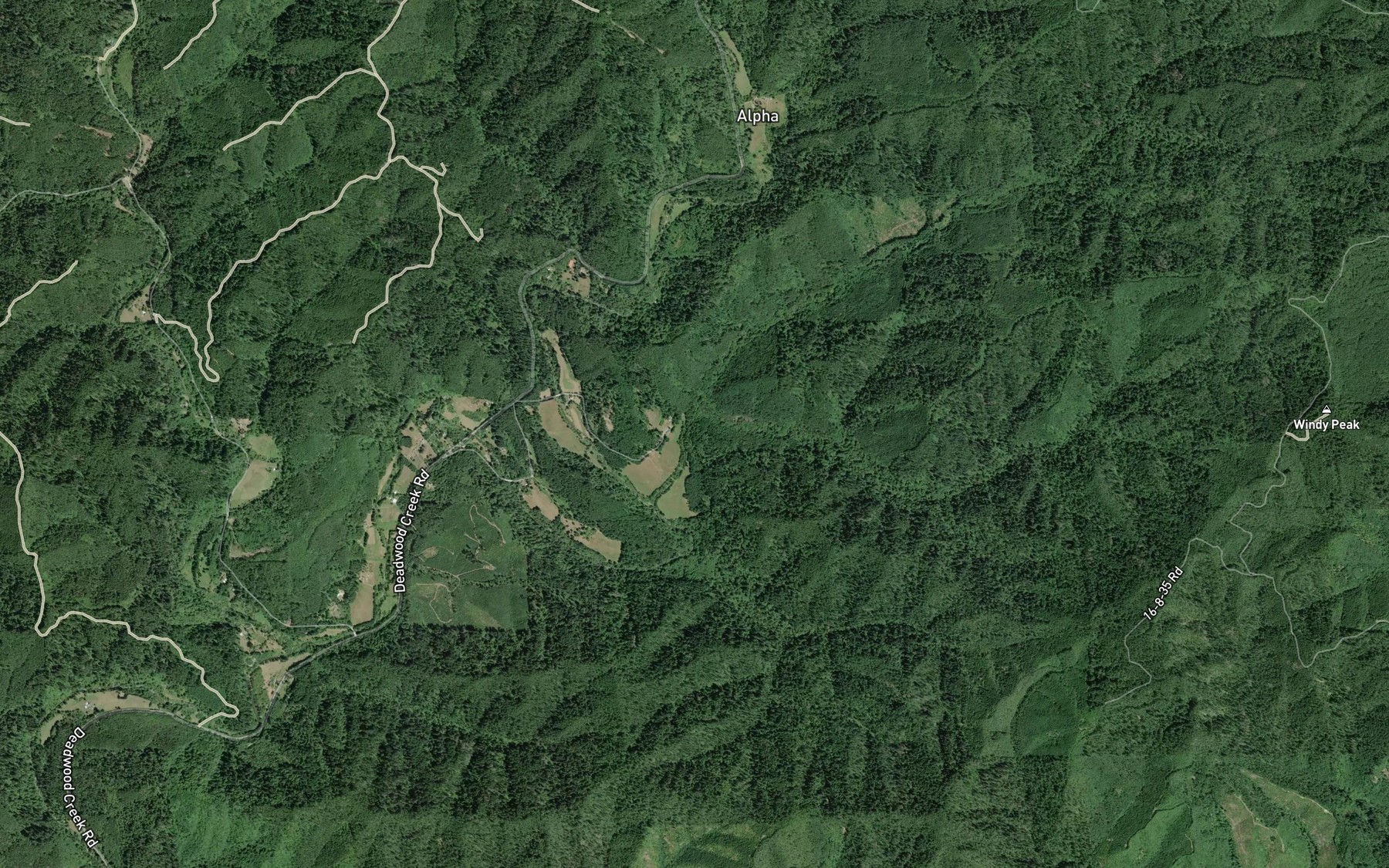 Satellite map of the South Fork Bear Creek