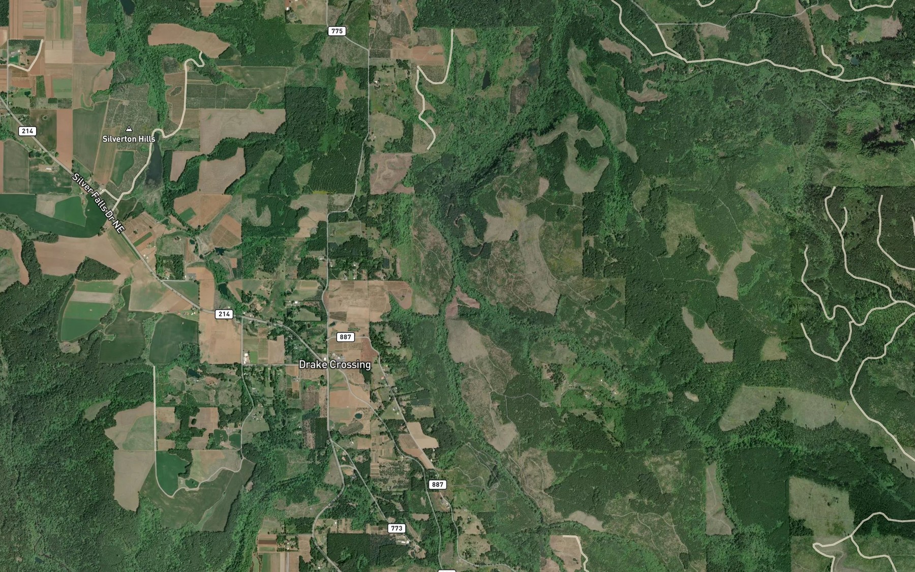 Satellite map of the Brooks Creek
