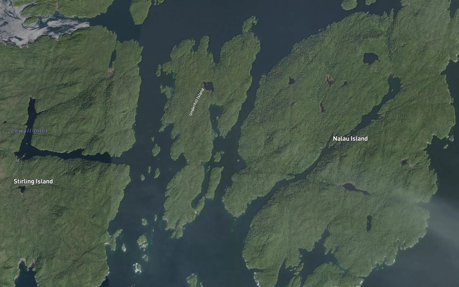 Satellite map of the Ward Channel