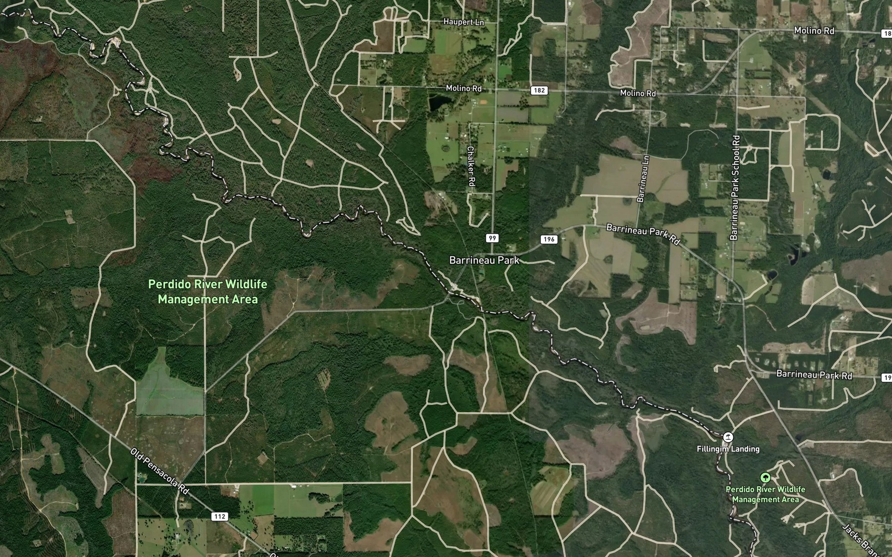 Satellite map of the Alligator Creek