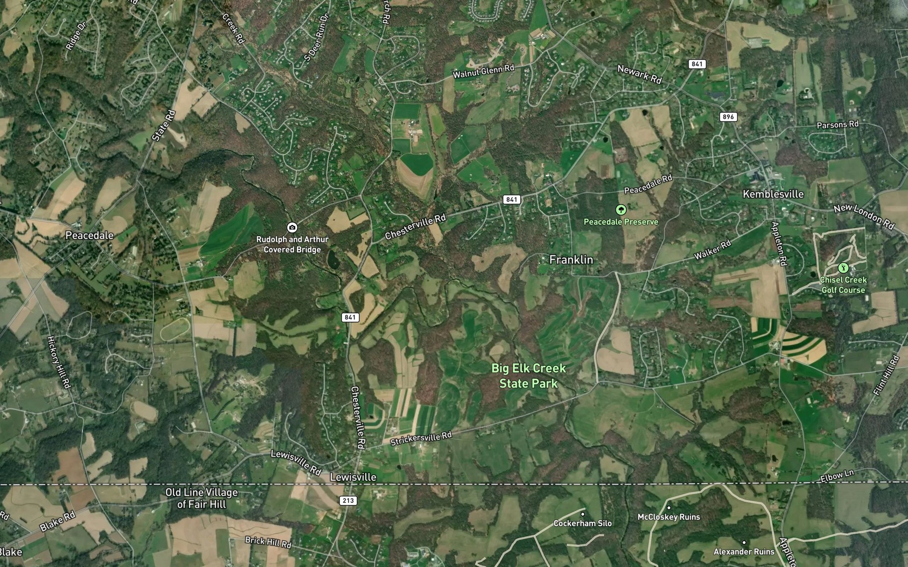 Satellite map of the Hodgson Run