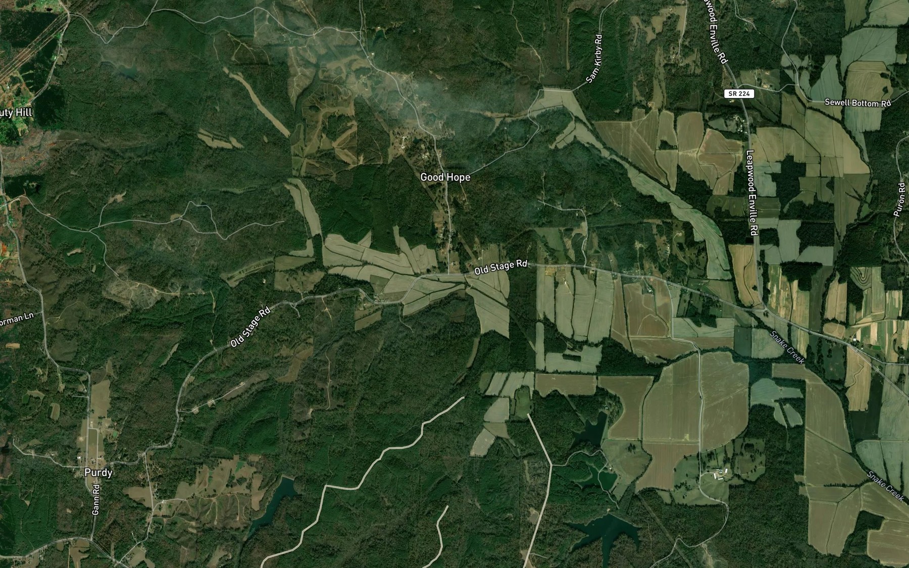 Satellite map of the Yellow Bank Creek