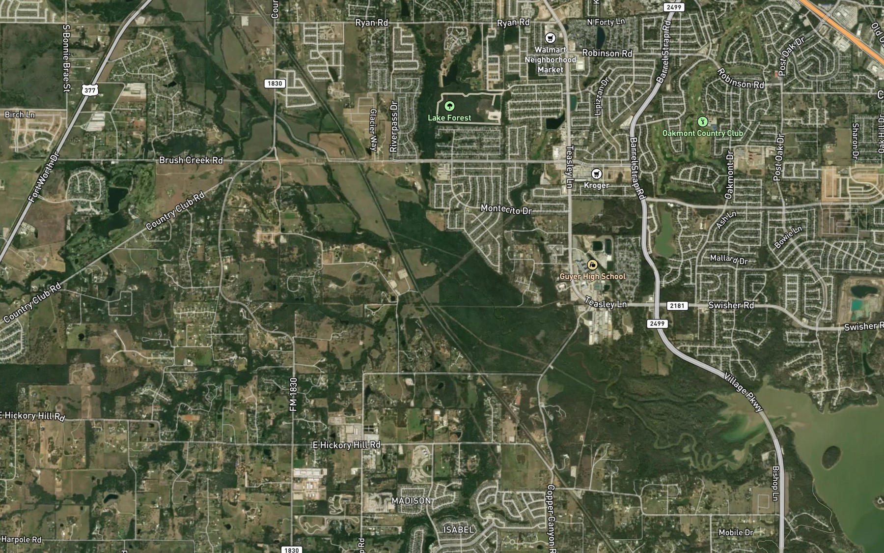 Satellite map of the Fincher Branch