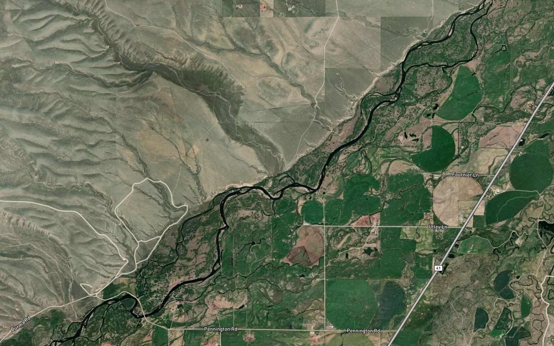 Satellite map of the Nez Perce Creek