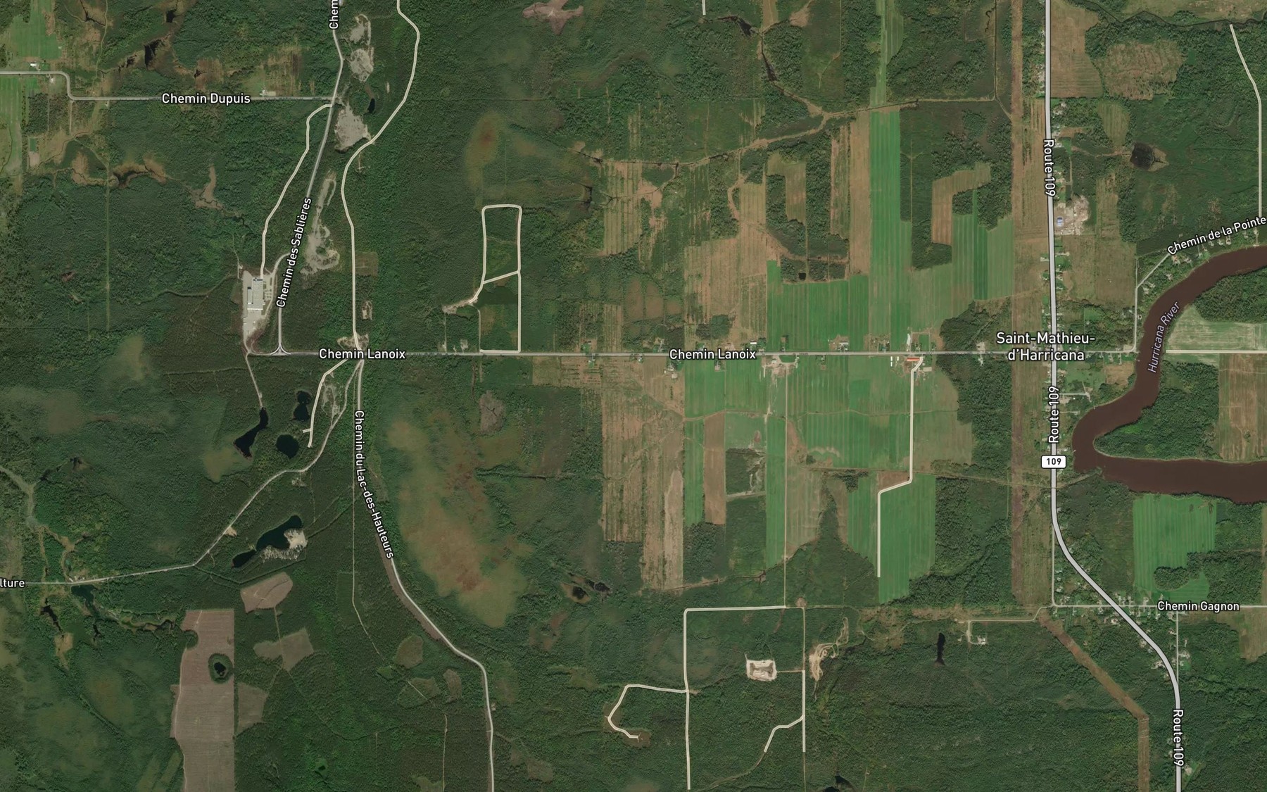 Satellite map of the Branche Berube